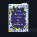 Floral Sister und Bruder im Jura Jubiläum Karte<br><div class="desc">Glückliche Hochzeitskarte für Schwestern und Schwestern im Jurastudium mit wunderschönen Vintagen,  blauen Aquarellfarben-Blume und sentimentalem Vers.</div>