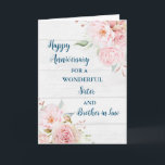 Floral Sister und Bruder im Jura Jubiläum Karte<br><div class="desc">Glückliche Hochzeitskarte für Juristen und Juroren mit wunderschönen Vintagen Aquarellfarben-Blume, rustikalem Holz und sentimentalem Vers.</div>