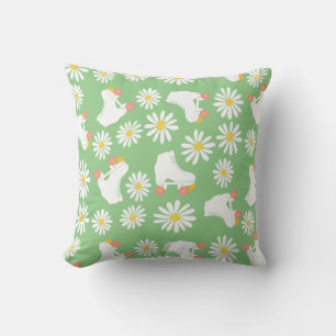 Floral Skate Roller Skaten Pattern Green Kissen