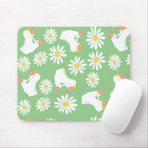 Floral Skate Roller Skaten Pattern Green Mousepad