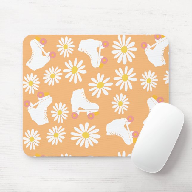 Floral Skate Roller Skaten Pattern Peach Mousepad (Mit Mouse)