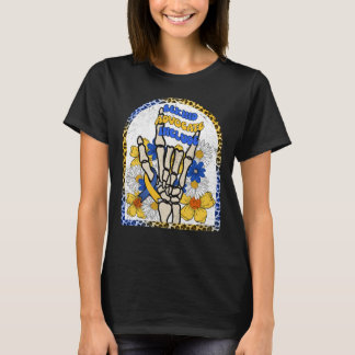Floral Skeleton-Down-Syndrom Seien freundlicher Ad T-Shirt