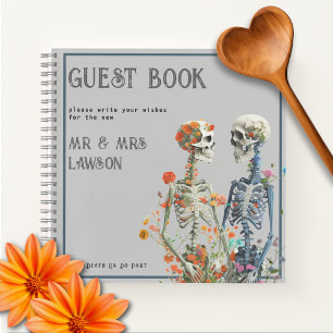 Floral Skeleton Liebhaber Wedding Gästebuch Notizbuch
