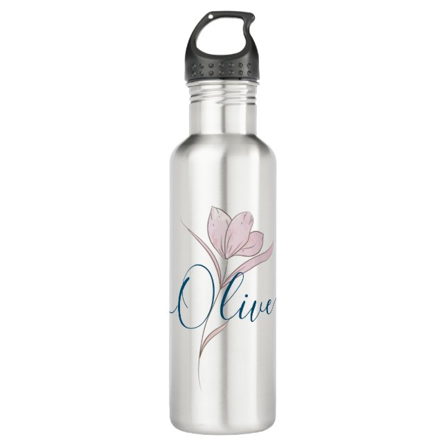 Floral Sketch Aquarell Personalisiert Edelstahlflasche (Vorderseite)