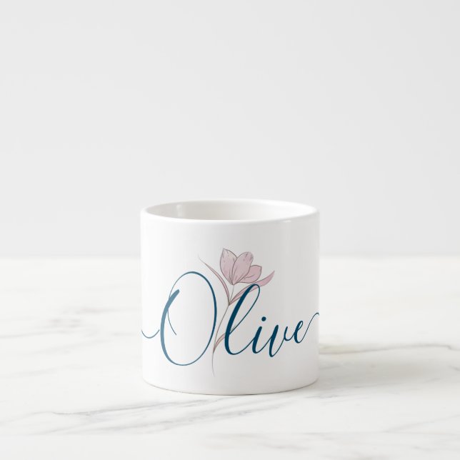 Floral Sketch Aquarell Personalisiert Espressotasse (Vorderseite)