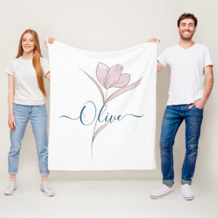 Floral Sketch Aquarell Personalisiert Fleecedecke