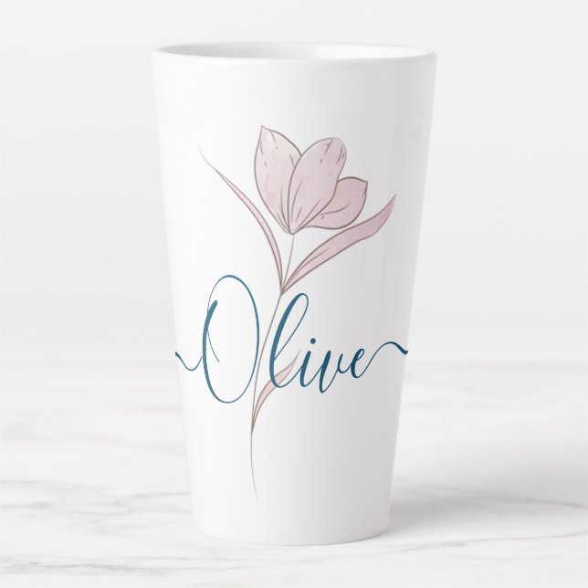 Floral Sketch Aquarell Personalisiert Milchtasse (Vorderseite)