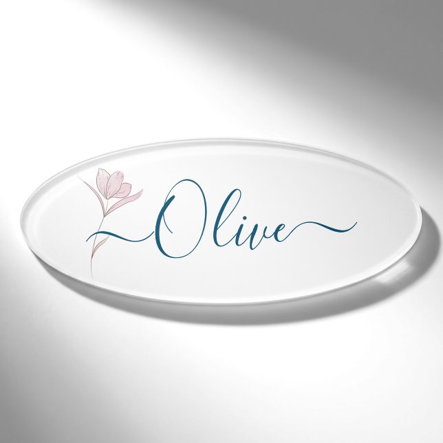 Floral Sketch Aquarell Personalisiert Namenschild (Vorderseite)