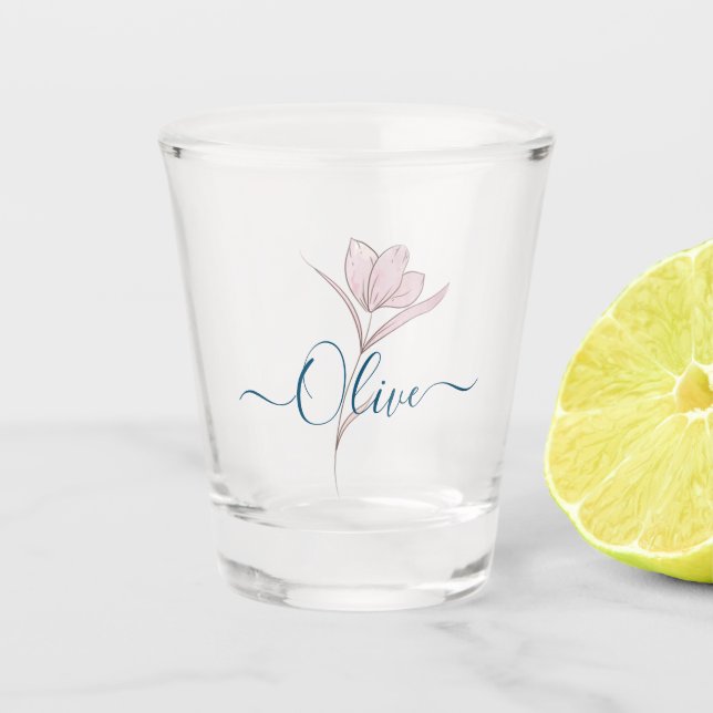 Floral Sketch Aquarell Personalisiert Schnapsglas (Vorderseite)