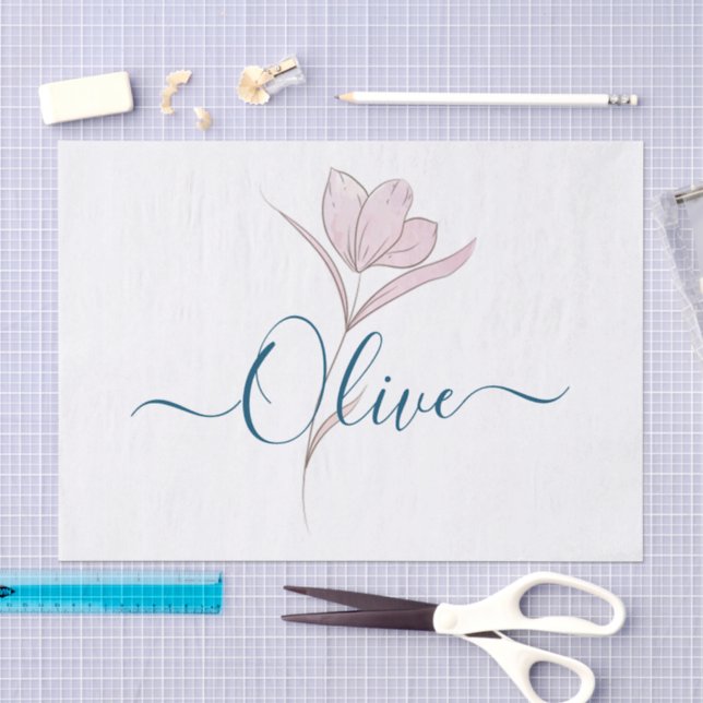 Floral Sketch Aquarell Personalisiert Seidenpapier (Handwerk)
