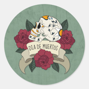 Floral Skull Dia de los Muertos   Aufkleber