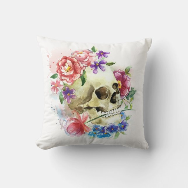Floral Skull Dia de los Muertos | Dekokissen (Vorderseite)