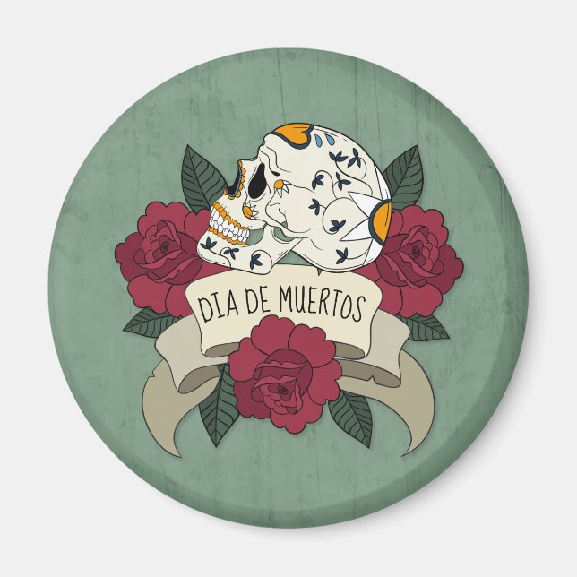 Floral Skull Dia de los Muertos | Magnet (Vorne)