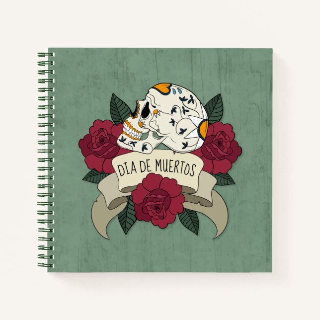 Floral Skull Dia de los Muertos | Notizbuch (Vorderseite)