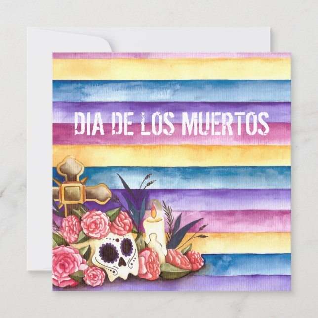 Floral Skull Dia de los Muertos Party Einladung (Vorderseite)