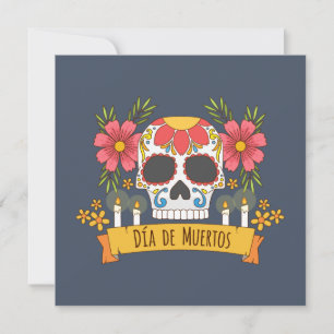 Floral Skull Dia de los Muertos   Party Einladung