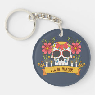 Floral Skull Dia de los Muertos   Schlüsselanhänge Schlüsselanhänger