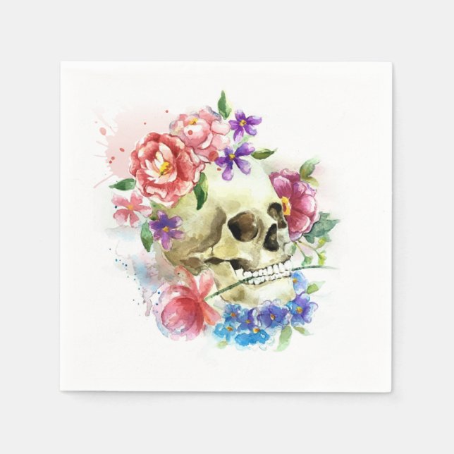 Floral Skull Dia de los Muertos | Serviette (Vorderseite)
