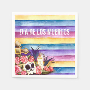 Floral Skull Dia de los Muertos   Serviette