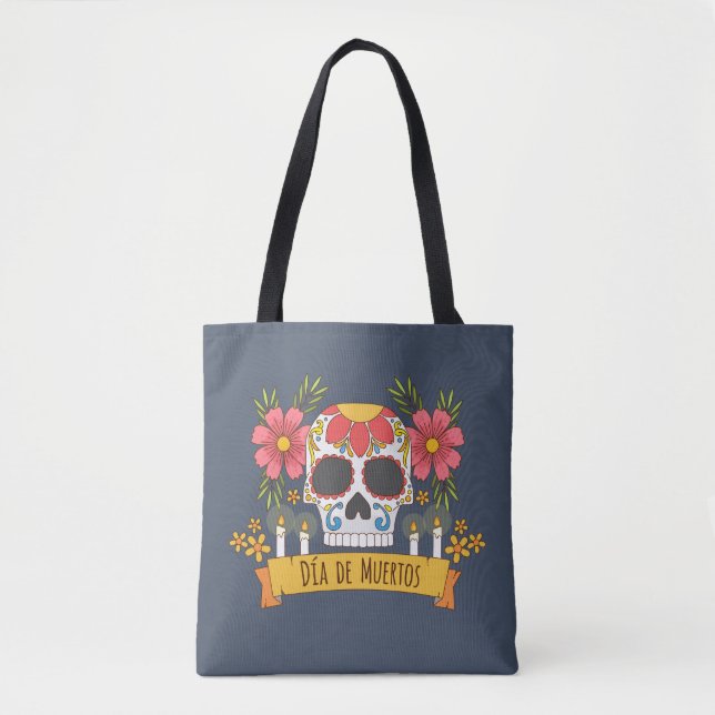 Floral Skull Dia de los Muertos | Tragetasche Tasche (Vorderseite)