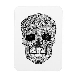 Floral Skull Doodle Magnet