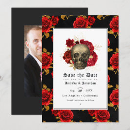 Floral Skull Gothic Wedding Foto Save The Date