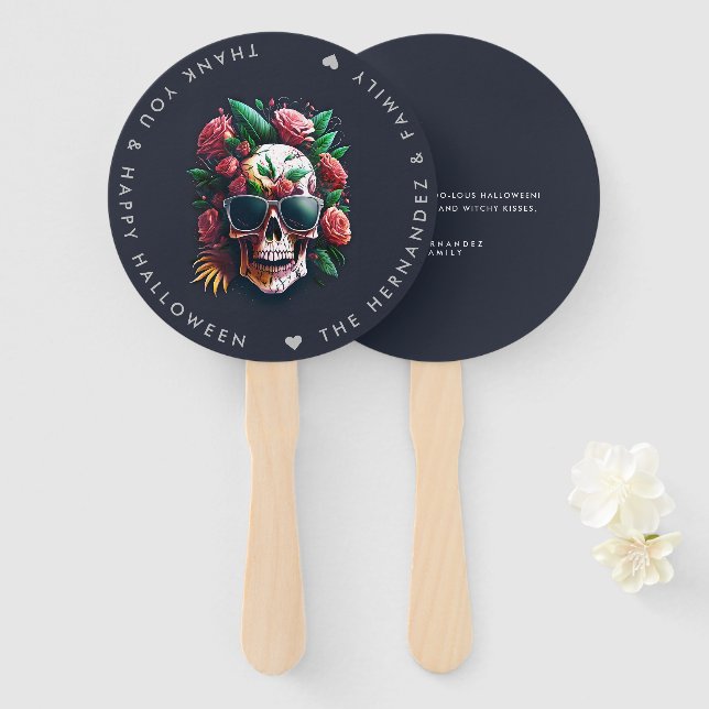 FLORAL SKULL Halloween-Party Family Name Custom Fächer (Vorne und Hinten)