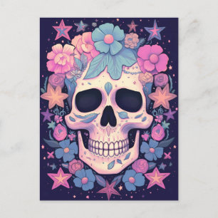 Floral Skull Postkarte