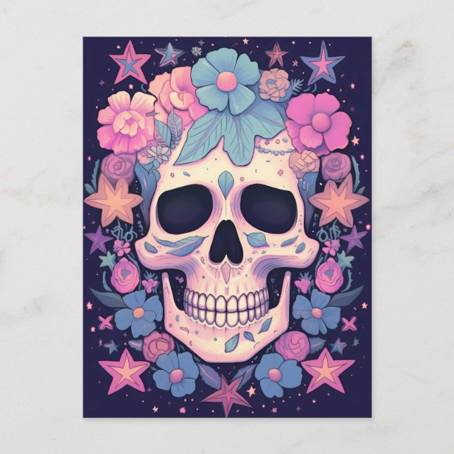 Floral Skull Postkarte (Vorderseite)