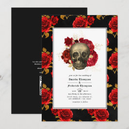 Floral Skull QR Code UAWG Gothic Wedding Einladung