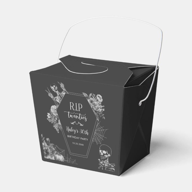 Floral Skull RIP Twenties 30th Birthday Party Geschenkschachtel (Vorderseite)