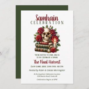 Floral Skull Samhain Harvest Halloween-Party Einladung