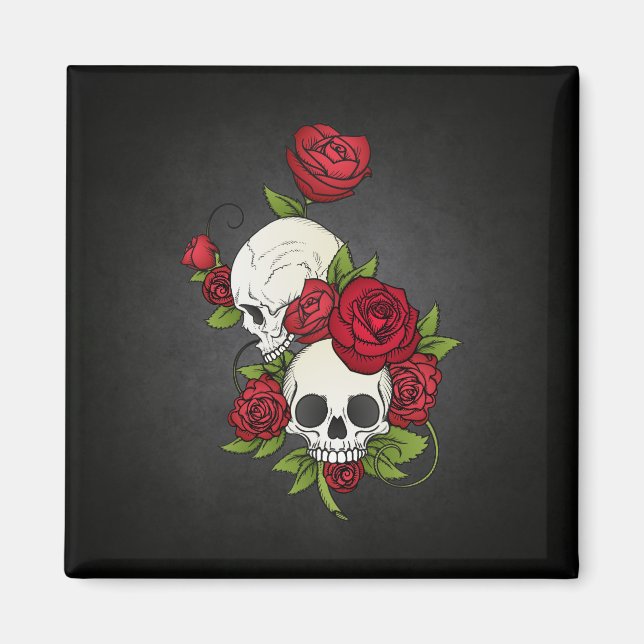 Floral Skulls Dia de los Muertos | Magnet (Vorne)