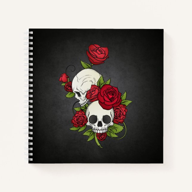 Floral Skulls Dia de los Muertos | Notizbuch (Vorderseite)
