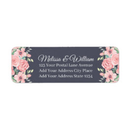 Floral Slate Gray Wedding Rücksendeadresse