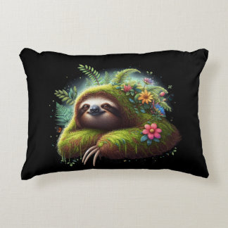 Floral Sloth Kissen - Relaxtes Regenwaldkissen
