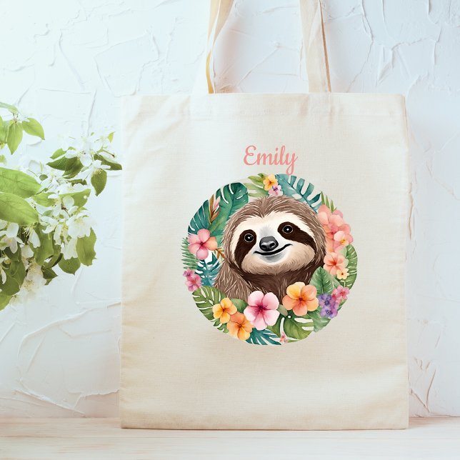 Floral Sloth Tote Bag Tragetasche (Von Creator hochgeladen)