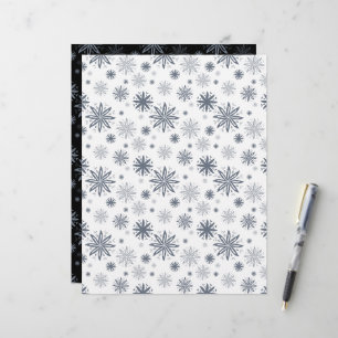 Floral Snowflake Weißes und Schwarzes Scrapbook Pa