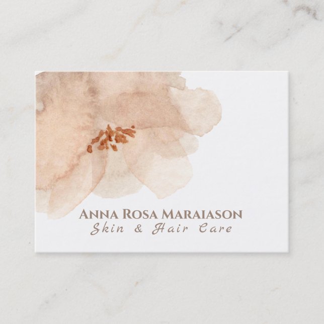 *~* Floral Soft Abstrakt Pfirsich Beige Wasserfarb Visitenkarte (Vorderseite)