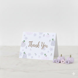 Floral Soft Blue Pumpkin Baby Dusche Dankeskarte