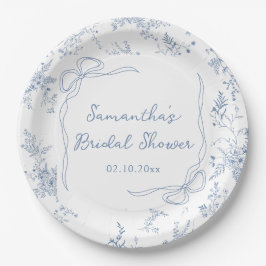 Floral Something Blue Bow Brautparty Pappteller
