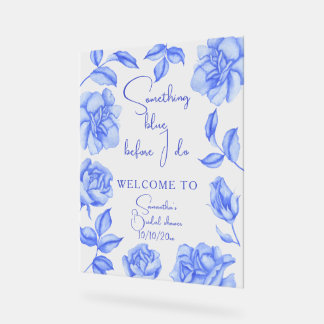 Floral Something Blue Bridal Shower Welcome Acrylschild
