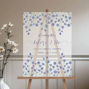 Floral Something Blue Vor Mir Brautparty Acrylschild