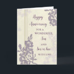 Floral Son & Son in Law Wedding Jubiläum Karte<br><div class="desc">Happy Hochzeitstag Karte für Sohn und Sohn im Gesetz mit schönen Vintagen violetten Blumen,  und sentimental Vers.</div>