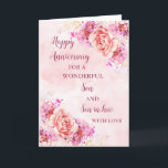 Floral Son & Son in Law Wedding Jubiläum Karte<br><div class="desc">Glückliche Hochzeitskarte für Sohn und Sohn im Jura mit wunderschönen Aquarellfarben Vintage Blume und sentimentaler Vers.</div>