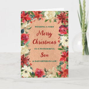 Floral Son & Tochter im Gesetz Frohe Weihnachten Karte