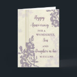 Floral Son & Tochter im Jura Hochzeitstag Karte<br><div class="desc">Glückliche Hochzeitskarte für Sohn und Tochter im Gesetz mit schönen Vintagen violetten Blumen und sentimentalen Vers.</div>
