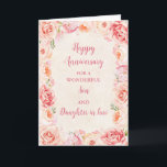 Floral Son & Tochter im Jura Hochzeitstag Karte<br><div class="desc">Glückliche Hochzeitskarte für Sohn und Tochter im Gesetz mit schönen Vintagen rosa Aquarellfarben-Blume und sentimentalem Vers.</div>