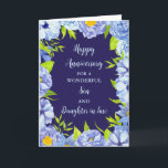Floral Son & Tochter im Jura Hochzeitstag Karte<br><div class="desc">Glückliche Hochzeitskarte für Sohn und Tochter im Jura mit wunderschönen Vintag blauen Aquarellfarben-Blume und sentimentalem Vers.</div>