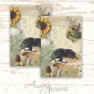 Floral Sonnenblume Daisy Fox Bird Ephemera Decoupa Seidenpapier